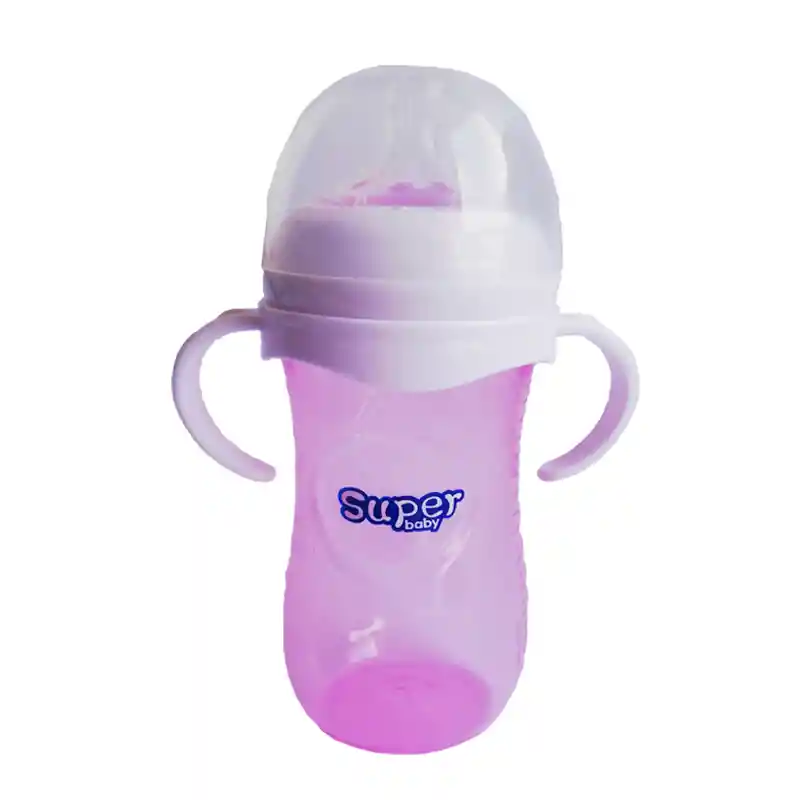 Mamadera Biberon Tetero Con Manilla Super Baby 330 Ml Bebe (rosa)