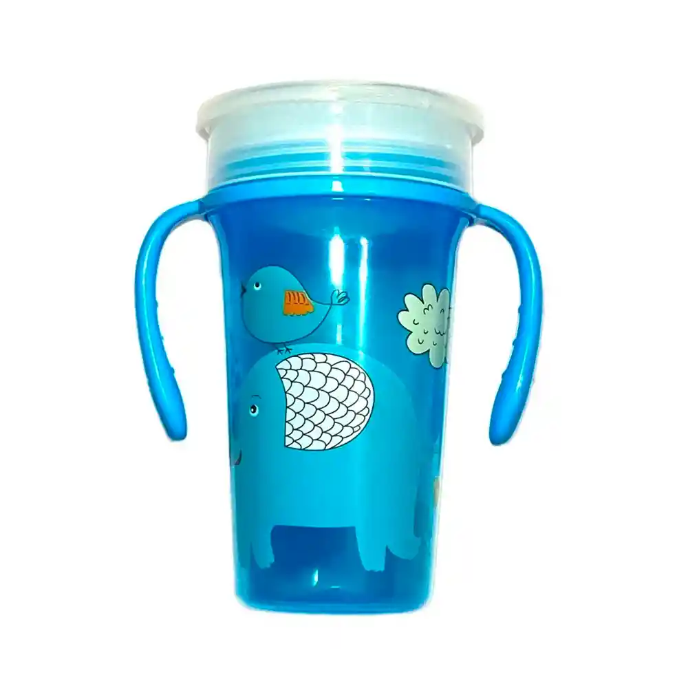 Taza Antiderrame Vaso Mágica 360 Botella Antiderrame Bebe (celeste)