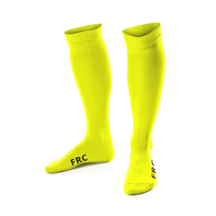 1 Par De Medias De Fútbol Deportivas Color Amarillo Fluor, Juvenil / Forcecl