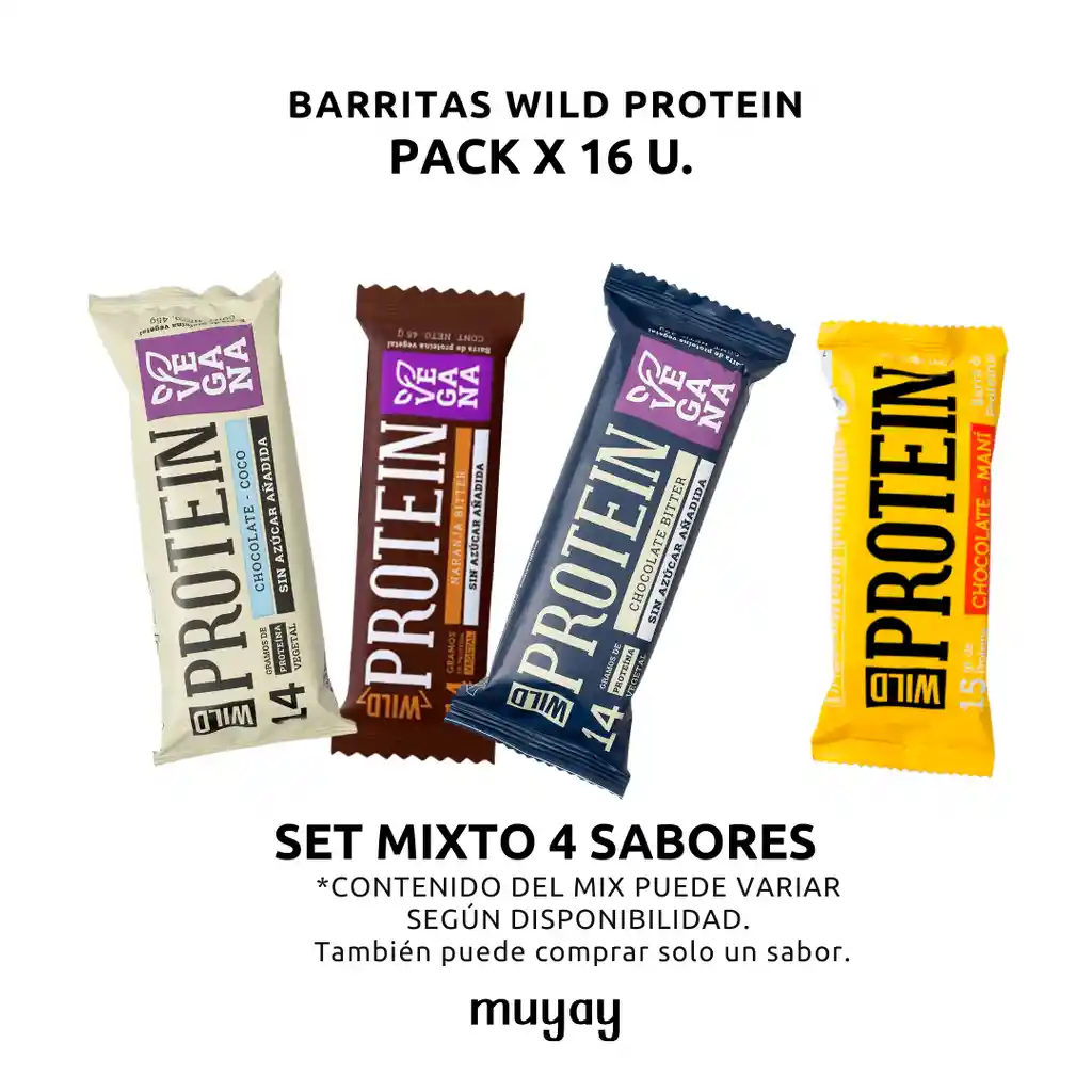 Barritas De Proteina - Wild Protein - 16u. Mix 4 Sabores