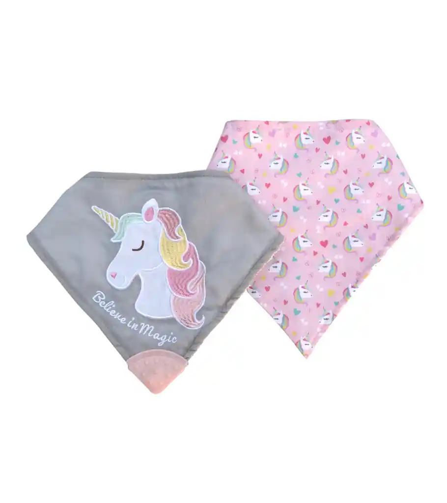 Set De Baberos Tipo Bandana Unicornio