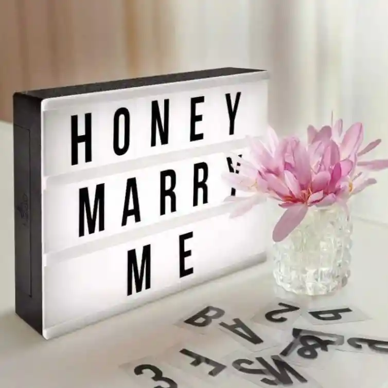 Caja De Luz Led Lightbox A4 Pizarra Con Letras Y Emojis