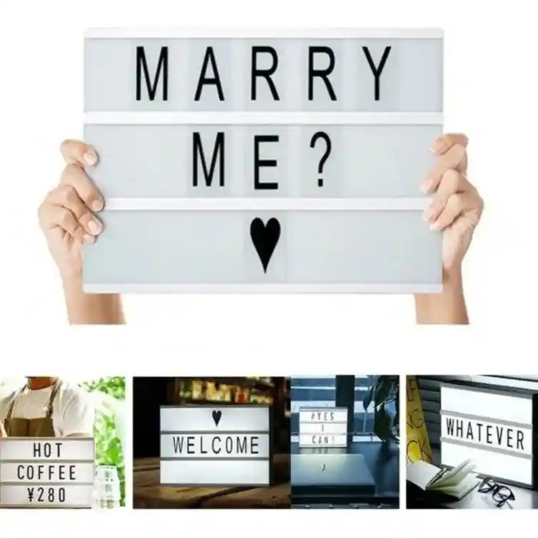 Caja De Luz Led Lightbox A4 Pizarra Con Letras Y Emojis