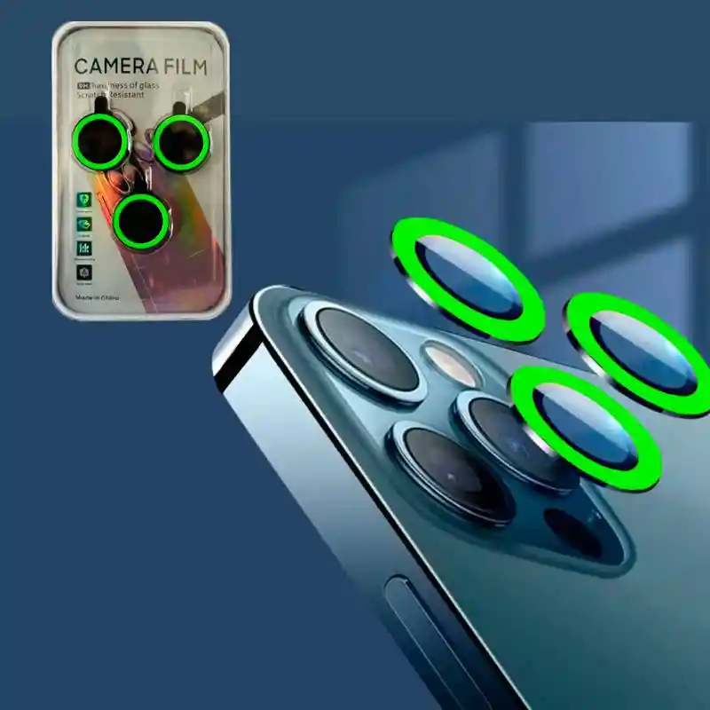 Lamina Completa De Vidrio 21d Iphone 13pro Max +lente Protector De Camara Trasera Color/verde