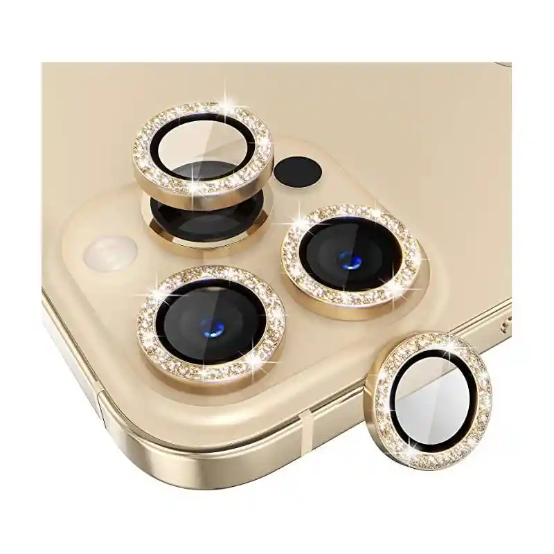 Lamina Completa De Vidrio 21d Iphone 13pro Max +lente De Camaras Color/dorado Brillante