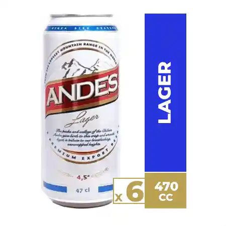 6 Cervezas Andes 4,5° En Lata 470cc