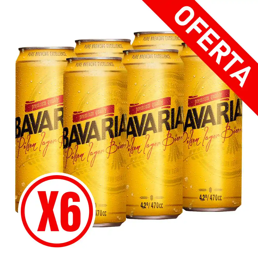 6 Cervezas Bavaria 4,2° En Lata 470cc
