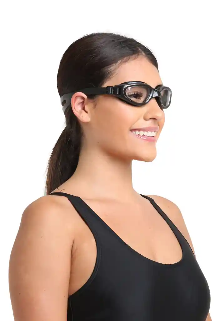 Lentes Para Natación Con Correa De Silicona Negro Samia