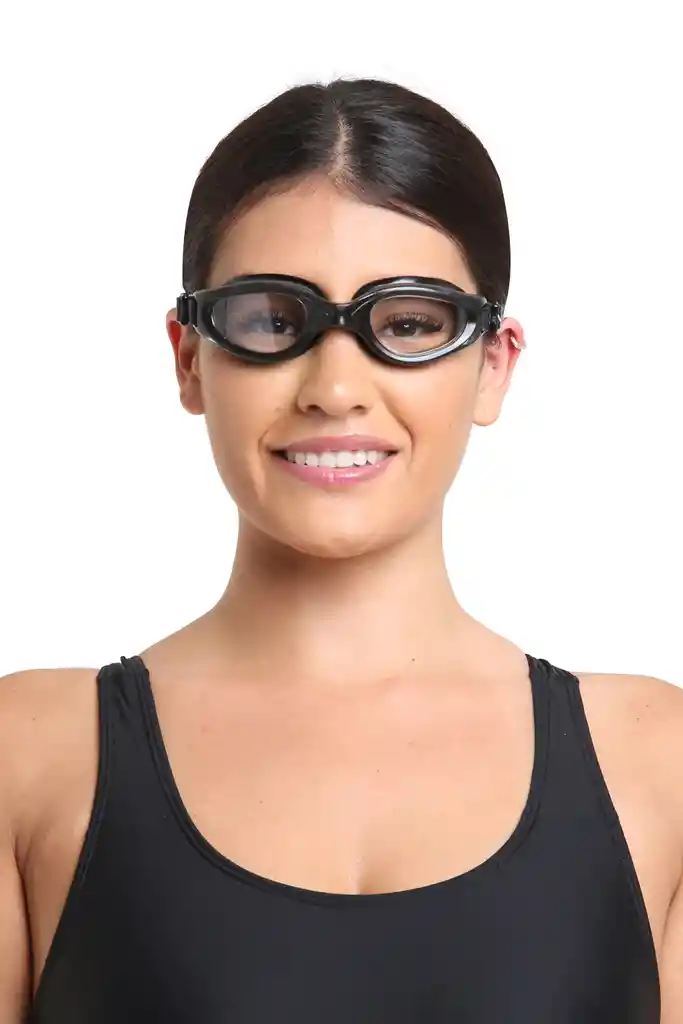 Lentes Para Natación Con Correa De Silicona Negro Samia