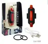 Luz Roja 5 Led Recargable Usb, Para Bicicleta