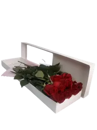 Caja Rectangular Con 6 Rosas