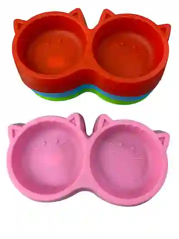 Plato Doble Cara De Gato Colores