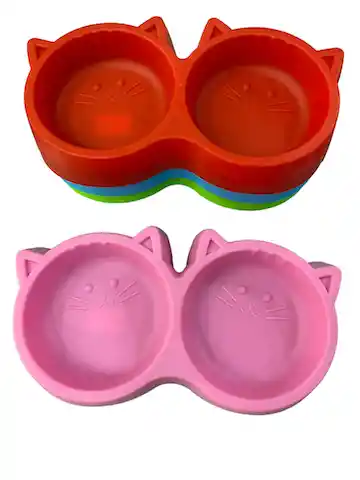 Plato Doble Cara De Gato Colores