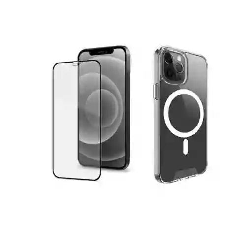 Carcasa Transparente Magsafe Iphone 14 + Lamina De Vidrio Completa