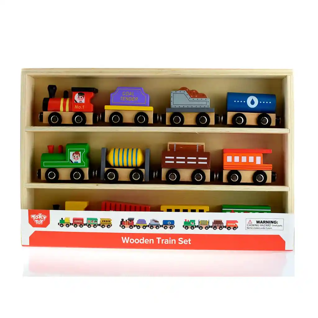 Juego De Tren Y Vagón De Madera 12 Piezas Tooky Toy