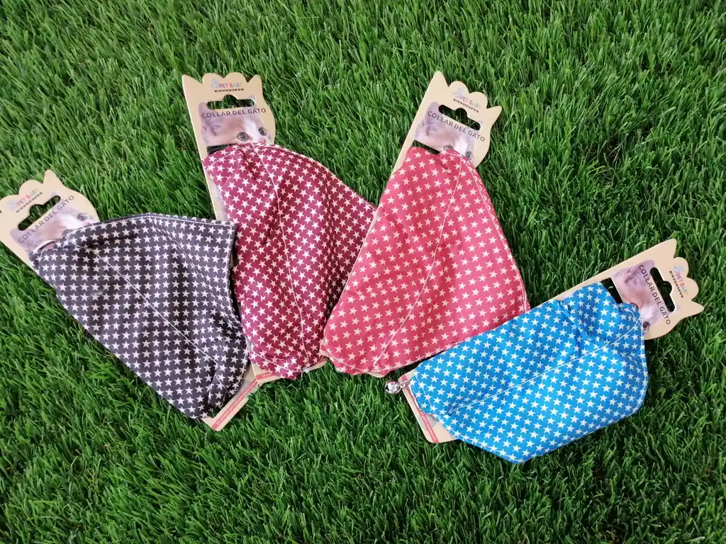 Collar Con Bandana Gato Tela Estrellada S