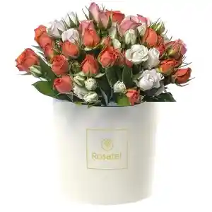 Sombrerera Crema Mediana Con 12 Mini Rosas