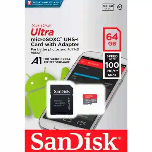 Memoria Micro Sd Sandisk De 64gb