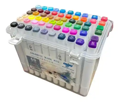 Set 60 Marcadores De Alcohol Plumon Doble Punta Permanentes