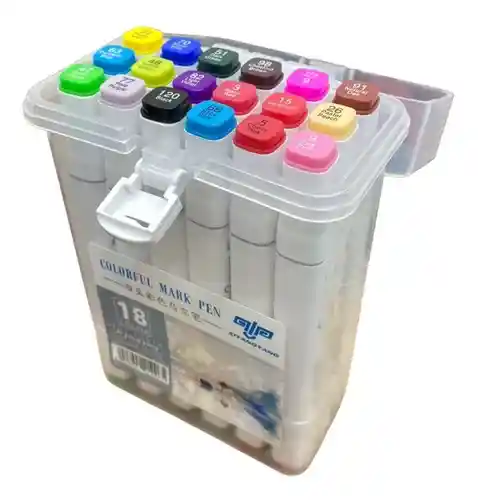 Set 18 Marcadores De Alcohol Punta Permanentes Plumon Doble