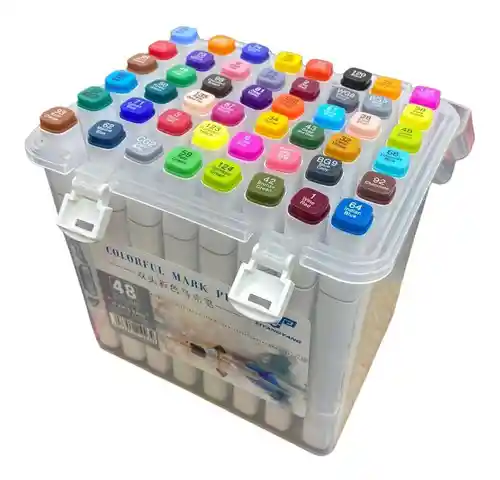 Set 48 Marcadores De Alcohol Punta Permanentes Plumon Doble