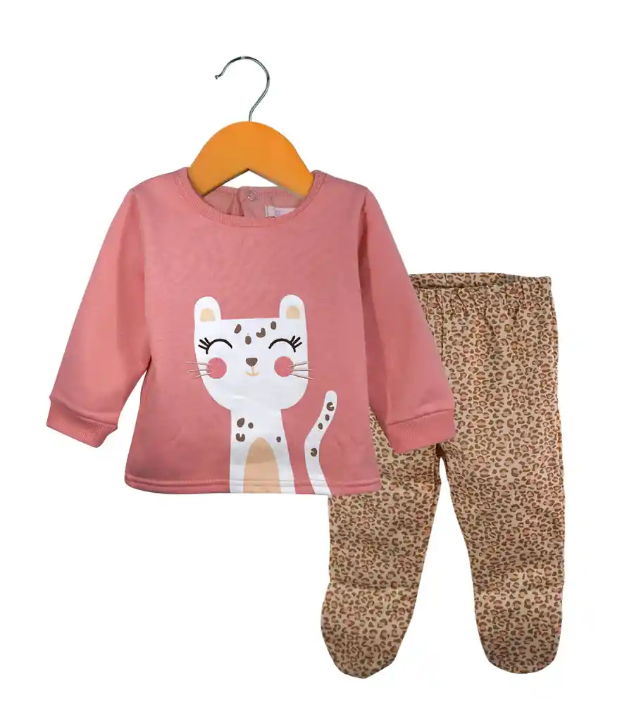 Pijama Franela Animal Print 6-9 Meses