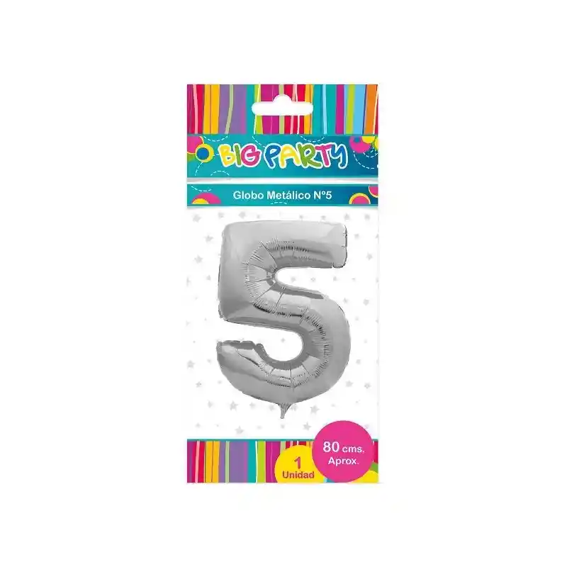 Globo Metalico Big Party 80 Cm. Cinco