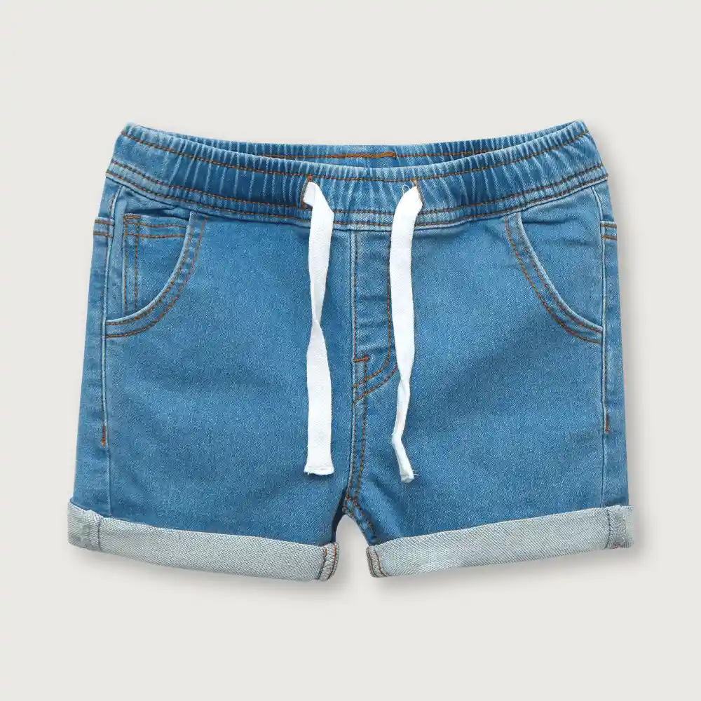 Bermuda Mezclilla De Niño Celeste Talla 4a