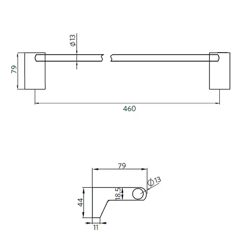 Barra Toallero 46 Cm Modelo Dessin Stretto