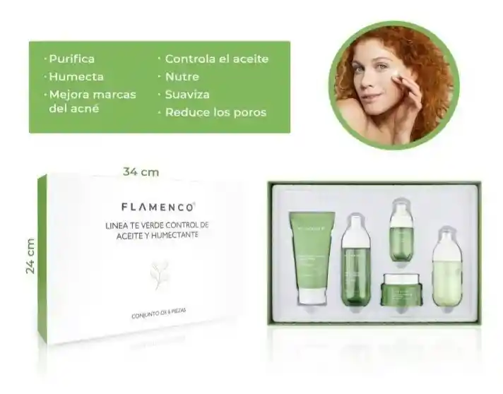 Flamenco · Estuche Para El Cuidado Facial De Te Verde