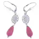 Aros De Piedra Natural De Coral Y Plata