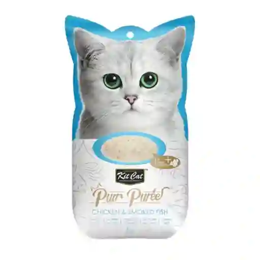 Kit Cat, Snack Cremoso Para Gatos, Sabor Pollo Y Pescado Ahumado