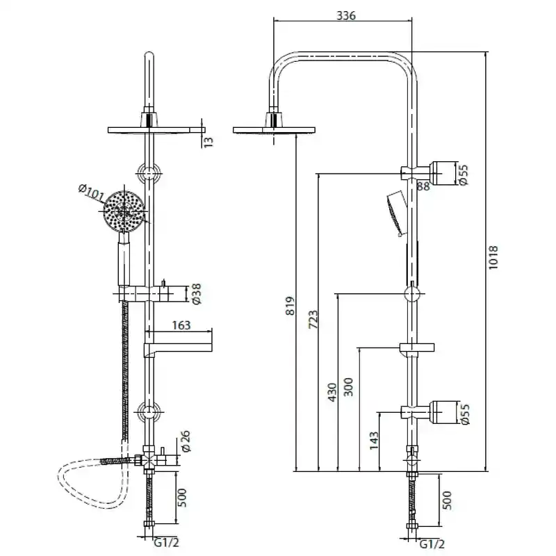 Columna De Ducha Grifo Plato Llave Modelo Venti