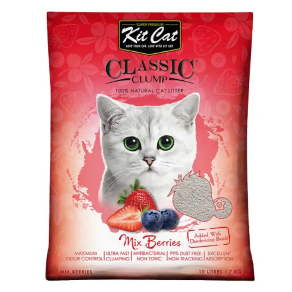 Kit Cat, Arena Clásica Para Gatos, Aroma Mix Berries (7 Kg)