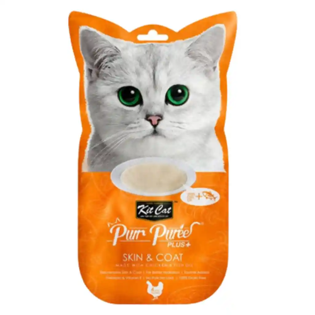 Kit Cat, Snack Cremoso Para Gatos, Con Aceite De Pescado, Sabor Pollo