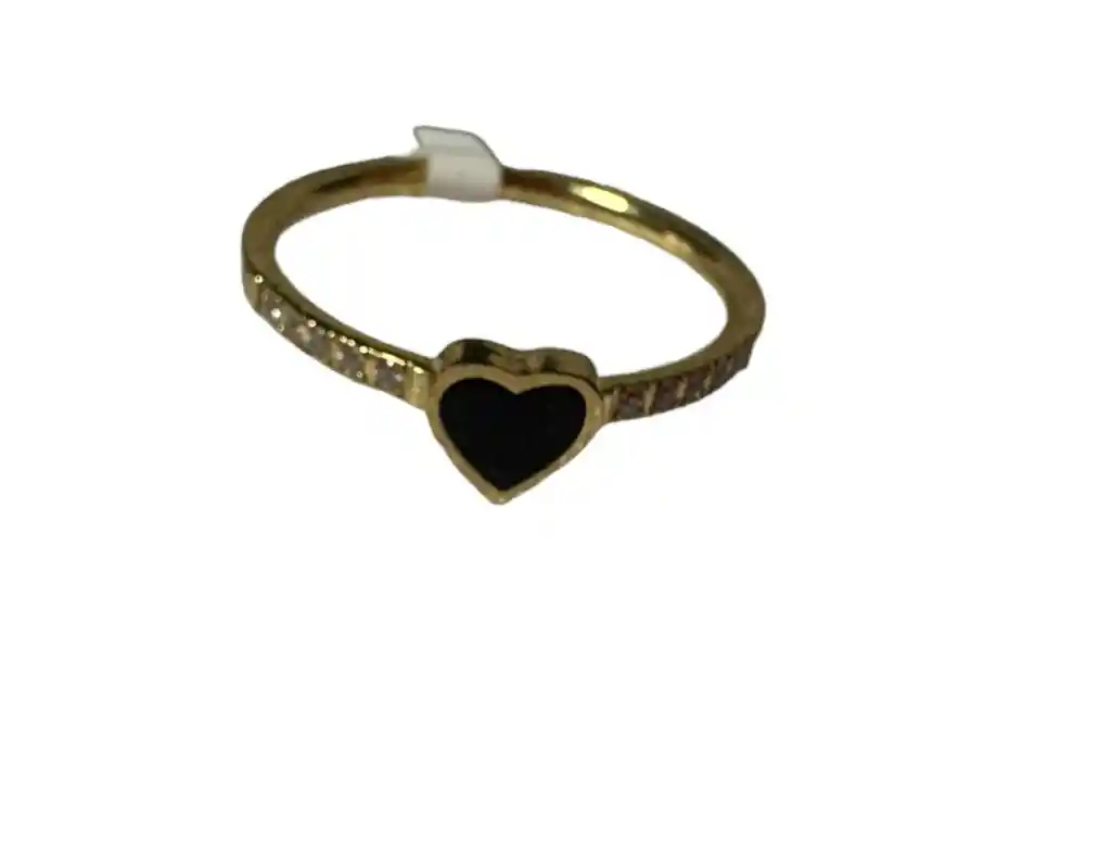 Anillo Acero Corazón Black