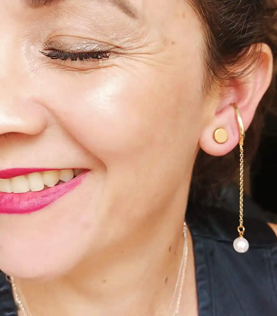 Set De Aros Sin Perforación Earcuff Imán Magnetos Chapados En Oro