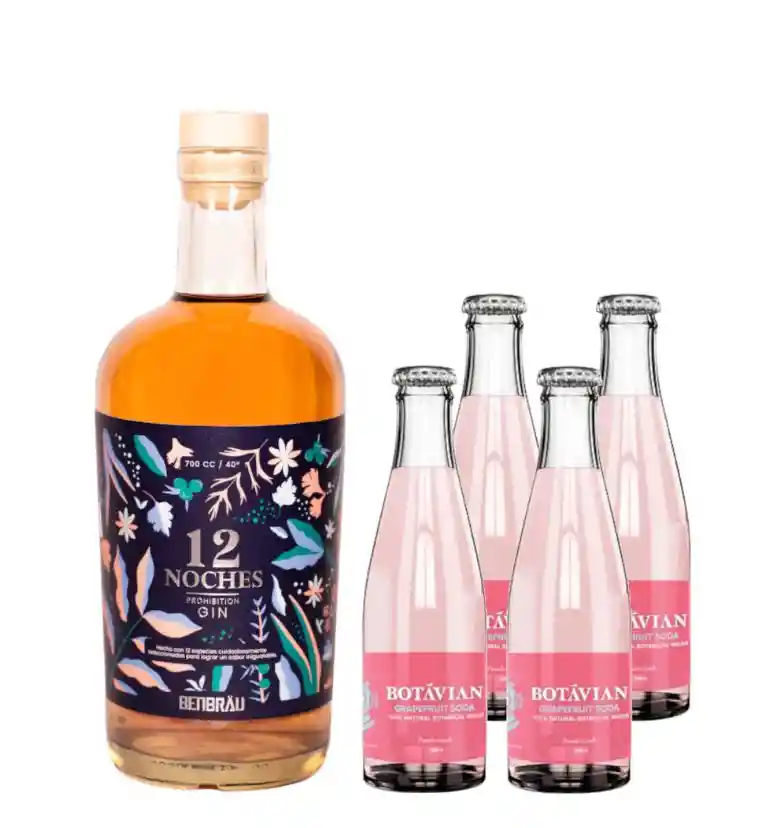 Gin 12 Noches 700cc + 4x Grapefruit Botavian 200cc