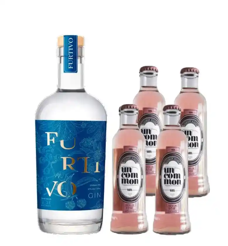 Gin Furtivo 750cc + 4 Rose Lemonade Uncommon Mixers 200cc