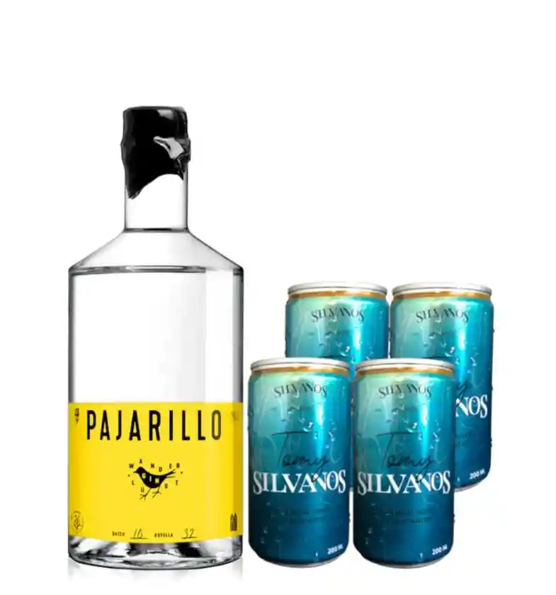Gin Pajarillo 700cc + 4x Agua Tónica Silvanos 200cc