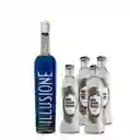 Gin Illusione 750cc + 4 Agua Tónica Uncommon Mixers 200cc