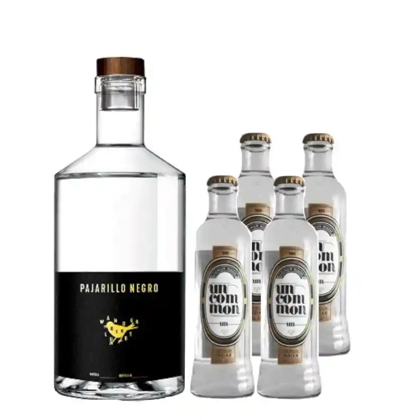 Gin Pajarillo Negro 700cc + 4x Agua Tónica Uncommon Mixers 200cc