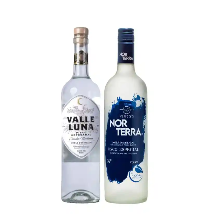 Pack Pisco Norterra Doble Destilado 35° + Pisco Valle Luna 35°