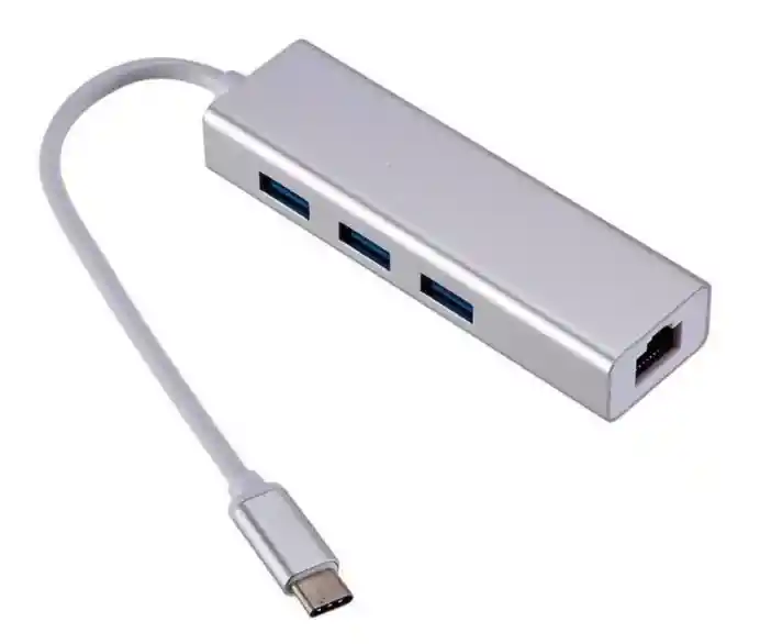 Adaptador Hub 3 Puertos Usb Tipo C Ethernet Rj45 Y 3 Usb