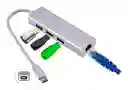 Adaptador Hub 3 Puertos Usb Tipo C Ethernet Rj45 Y 3 Usb