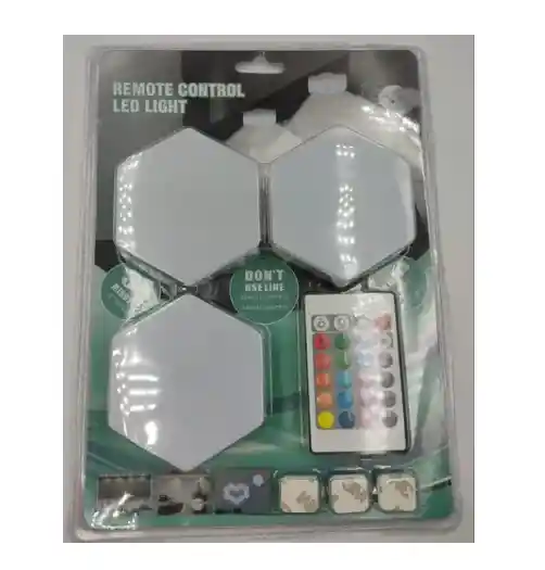 Set De 3 Luces Hexagonales Led Rgb + Control Innovador