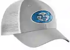 Jockey Fly Fisherman Trucker Blue Water Logo On Light Grey Crown