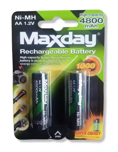 Pack 2 Pilas Aaa Recargables 4800 Mah Maxday