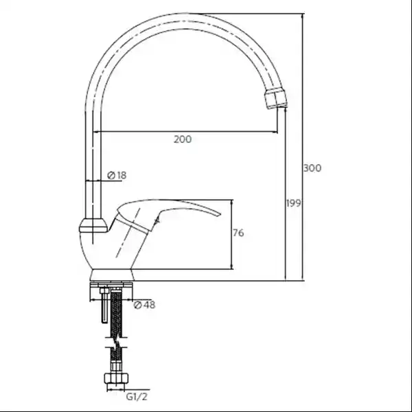 Monomando Grifo Llave Vertical Lavaplatos Fregadero Ornella