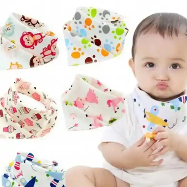 Babero De Algodón Estampado Para Bebés Diseño Huellas De Colores